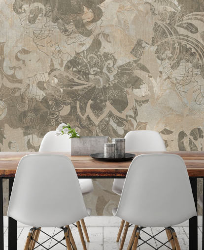 natural custom abstract botanical mural called Abstract Neutral Botanical by Edina Jeremscuk natural custom abstract botanical mural called Abstract Neutral Botanical by Edina Jeremscuk