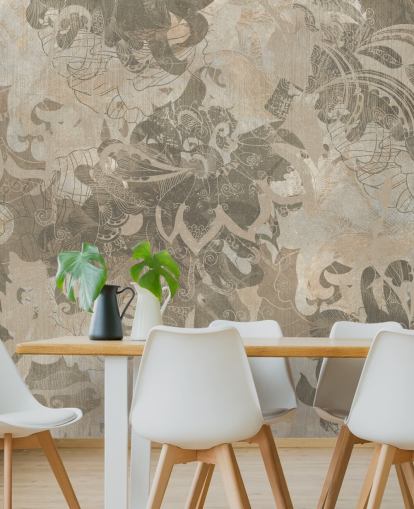 natural custom abstract botanical mural called Abstract Neutral Botanical by Edina Jeremscuk