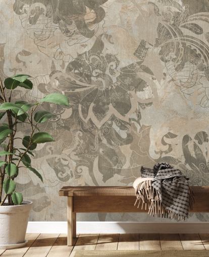 natural custom abstract botanical mural called Abstract Neutral Botanical by Edina Jeremscuk