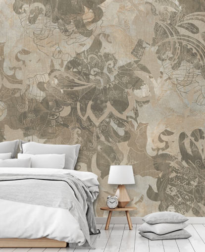 naturlig anpassad abstrakt botanisk väggmålning kallad Abstract Neutral Botanical av Edina Jeremscuk