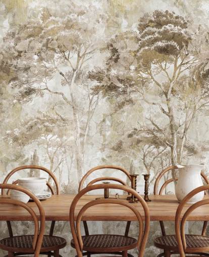 mural de bosque sepia llamado Antique Woodland Landscape de Edina Jeremscuk mural de bosque sepia llamado Antique Woodland Landscape de Edina Jeremscuk