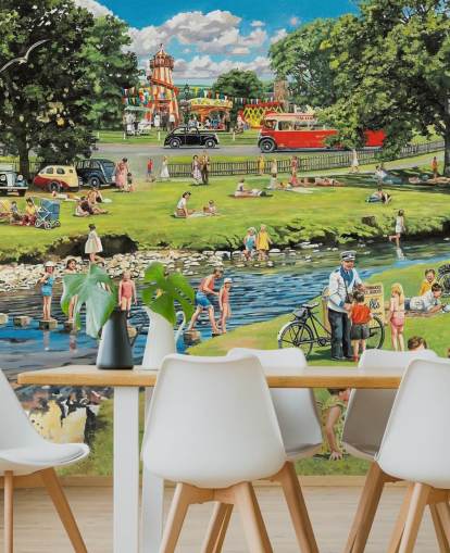 old fashioned summers day out by the river wallpaper old fashioned summers day out by the river wallpaper