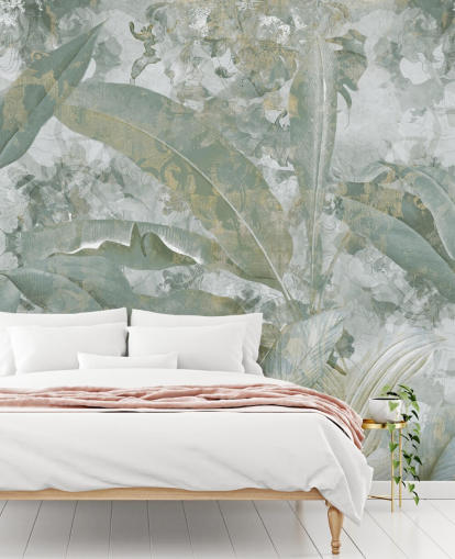 grünes Dschungel-Wandbild namens Sage Green Tropical Botanical von Edina Jeremscuk grünes Dschungel-Wandbild namens Sage Green Tropical Botanical von Edina Jeremscuk