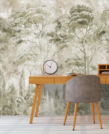 mural de bosque personalizable en sepia llamado Sepia Pine Forest Landscape de Edina Jeremscuk mural de bosque personalizable en sepia llamado Sepia Pine Forest Landscape de Edina Jeremscuk