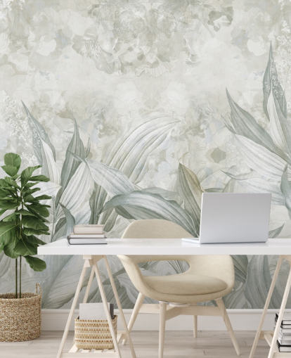 tilpasset palmebladmaleri kalt Soft Neutral Botanical av Edina Jeremscuk for ganger og spisestuer tilpasset palmebladmaleri kalt Soft Neutral Botanical av Edina Jeremscuk for ganger og spisestuer