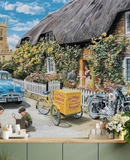 Dorf strohgedeckte Bäckerei Tapete Dorf strohgedeckte Bäckerei Tapete