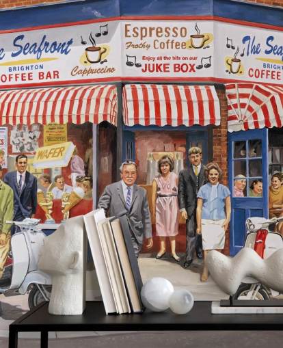 café à moda antiga em Brighton papel de parede