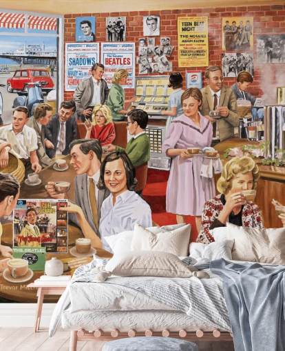 altmodisches Café-Interieur in Brighton-Tapete