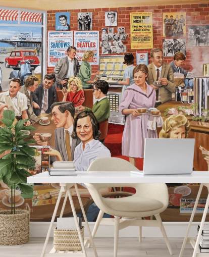 fondo de pantalla antiguo del interior de un café en Brighton