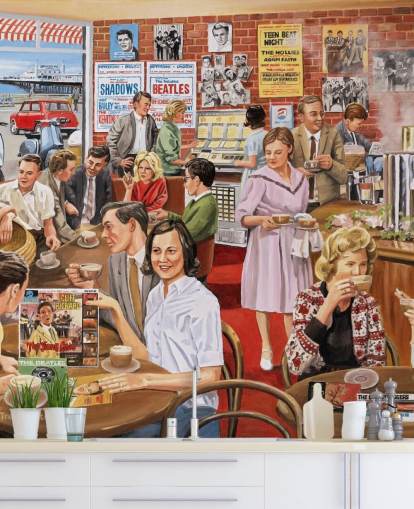 old fashioned cafe interior in Brighton wallpaper