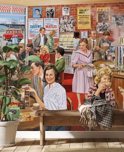 intérieur de café à l'ancienne en papier peint de Brighton