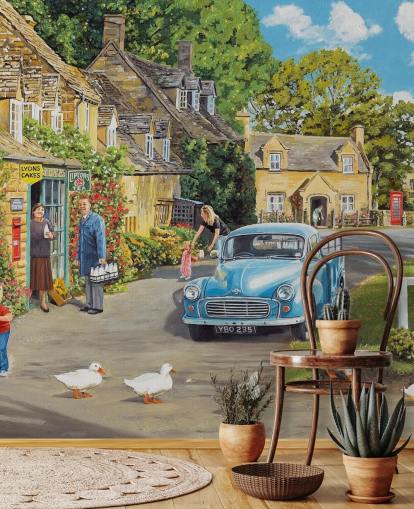 landsby med en bekk tapet landsby med en bekk tapet