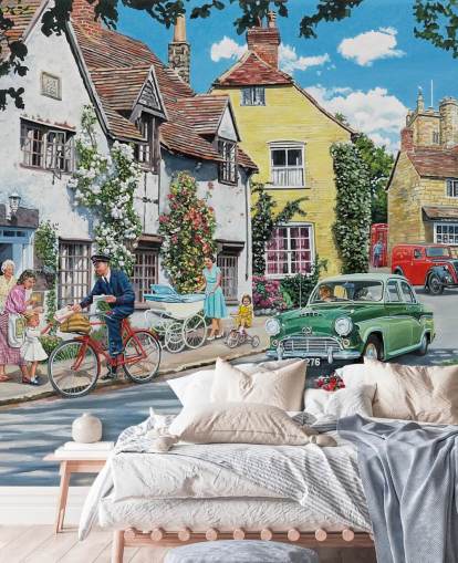 postino che consegna in carta da parati vecchio villaggio postino che consegna in carta da parati vecchio villaggio