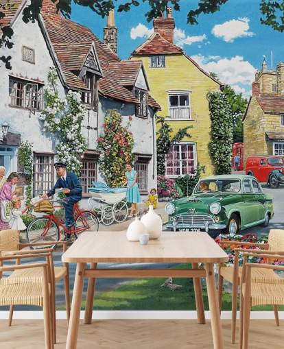 postbud leverer i gamle landsby tapet postbud leverer i gamle landsby tapet