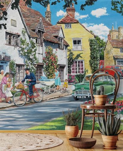 brevbärare levererar i gamla byn tapeter