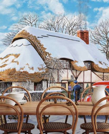 Delivering A Christmas Parcel Wall Mural Delivering A Christmas Parcel Wall Mural