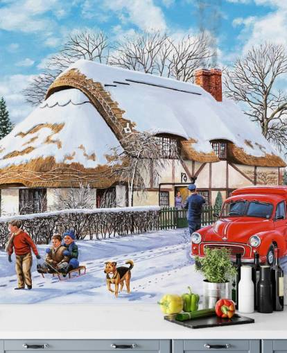 Delivering A Christmas Parcel Wall Mural 