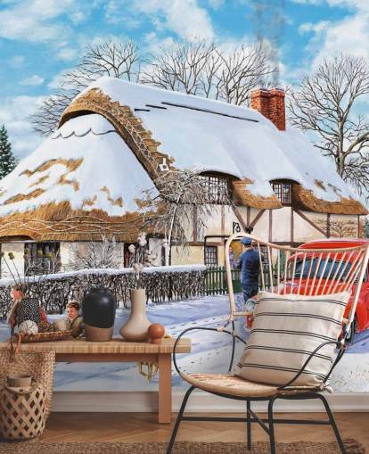 Delivering A Christmas Parcel Wall Mural Delivering A Christmas Parcel Wall Mural
