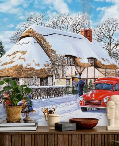 Delivering A Christmas Parcel Wall Mural 