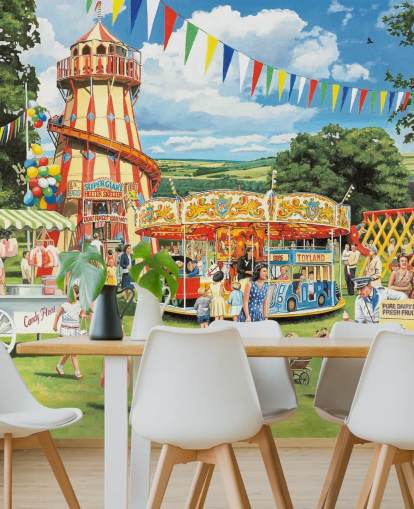 old fashioned fun fair wallpaper