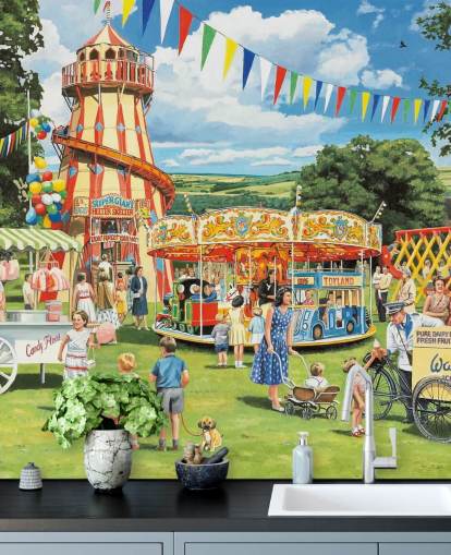 old fashioned fun fair wallpaper