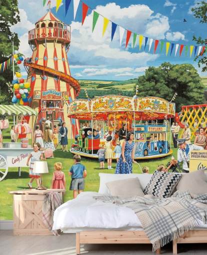 old fashioned fun fair wallpaper