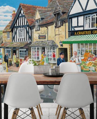 old village postman delivering to the greengrocers wallpaper old village postman delivering to the greengrocers wallpaper