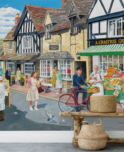 old village postman delivering to the greengrocers wallpaper old village postman delivering to the greengrocers wallpaper