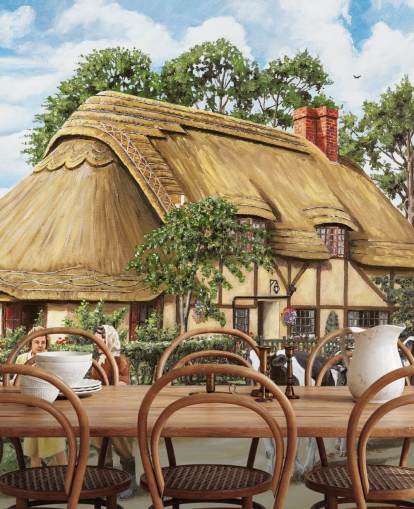 thatched cottage wallpaper