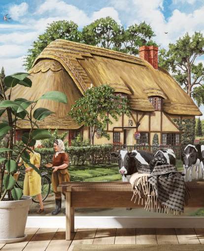 papel de parede cottage palha