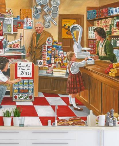 altmodische Laden-Innentapete