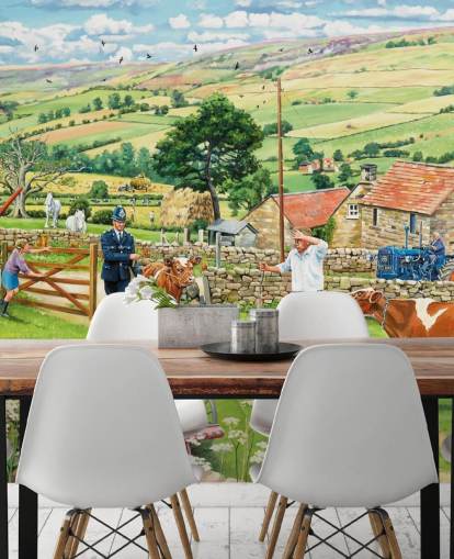 farm from the past and policeman wallpaper