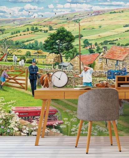 farm from the past and policeman wallpaper