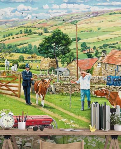 farm from the past and policeman wallpaper