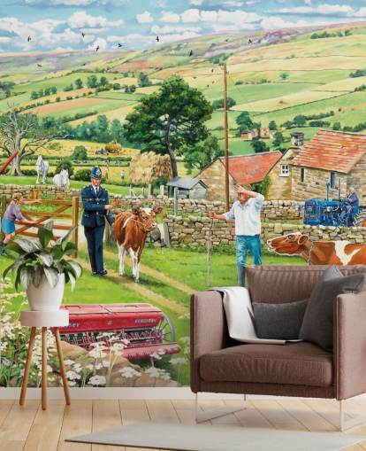 farm from the past and policeman wallpaper