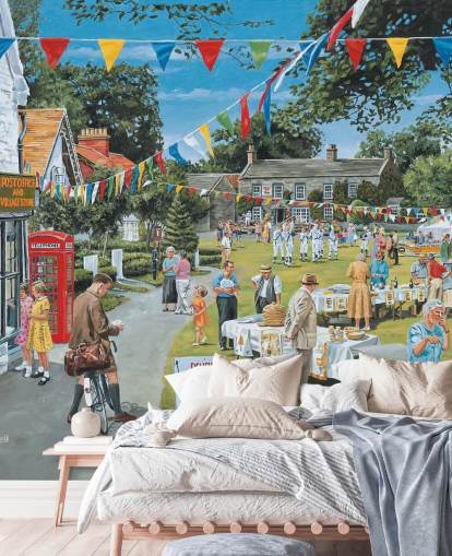 summer fair in a village wallpaper