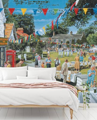 summer fair in a village wallpaper