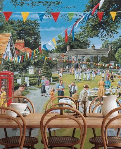 summer fair in a village wallpaper