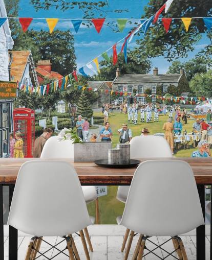 zomerbeurs in een dorp behang zomerbeurs in een dorp behang