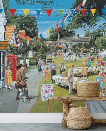 zomerbeurs in een dorp behang zomerbeurs in een dorp behang