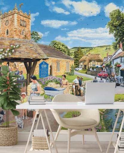 fond d'écran village église