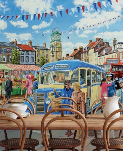 old bus driving through quaint old village wallpaper old bus driving through quaint old village wallpaper