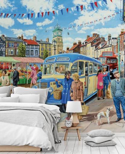 old bus driving through quaint old village wallpaper old bus driving through quaint old village wallpaper