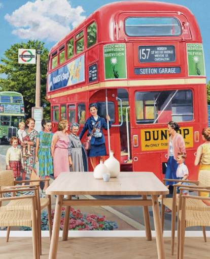 old fashioned red double decker bus wallpaper