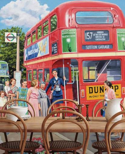 old fashioned red double decker bus wallpaper