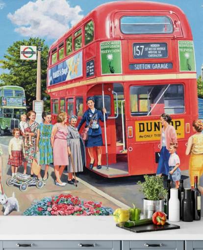 old fashioned red double decker bus wallpaper