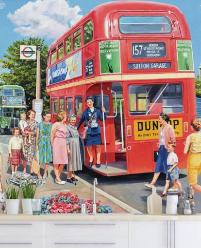 papel de parede de ônibus vermelho de dois andares à moda antiga papel de parede de ônibus vermelho de dois andares à moda antiga