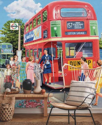 old fashioned red double decker bus wallpaper