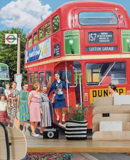 antiguo fondo de pantalla rojo de autobús de dos pisos