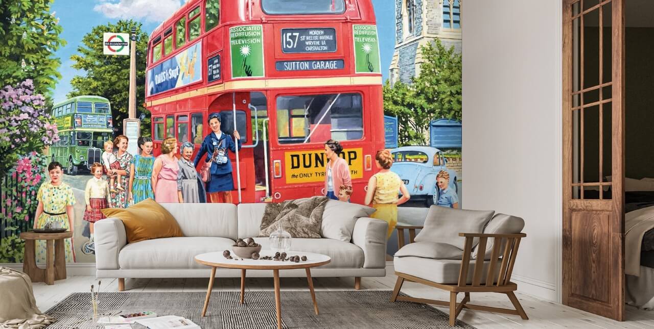 3D Street Bus Commander 103200 Trevor Mitchell Door Mural main image 0